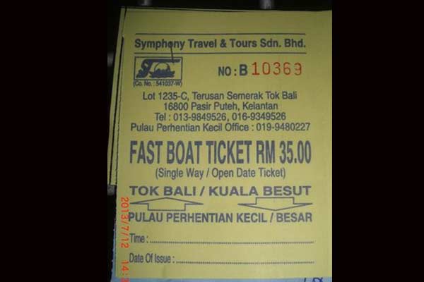Ticket de Ferry para llegar a las islas Perhentian